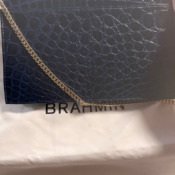 New BRAHMIN Blue LEATHER crossbody purse / handbag with strap - NWOT - Picture 3 of 8
